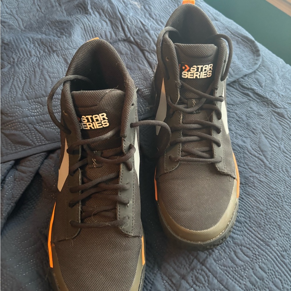 Men's Black and Orange Sneakers